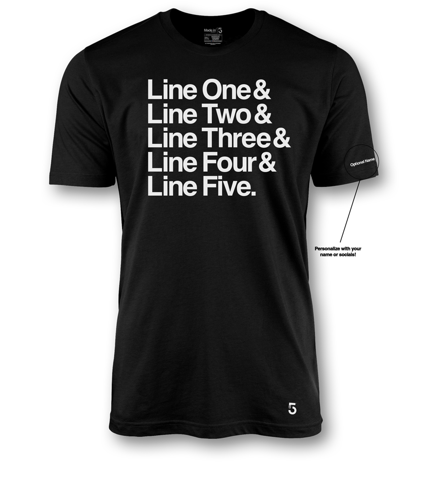 Made in Clothing Inc Custom Top 5 Sleeve Tee