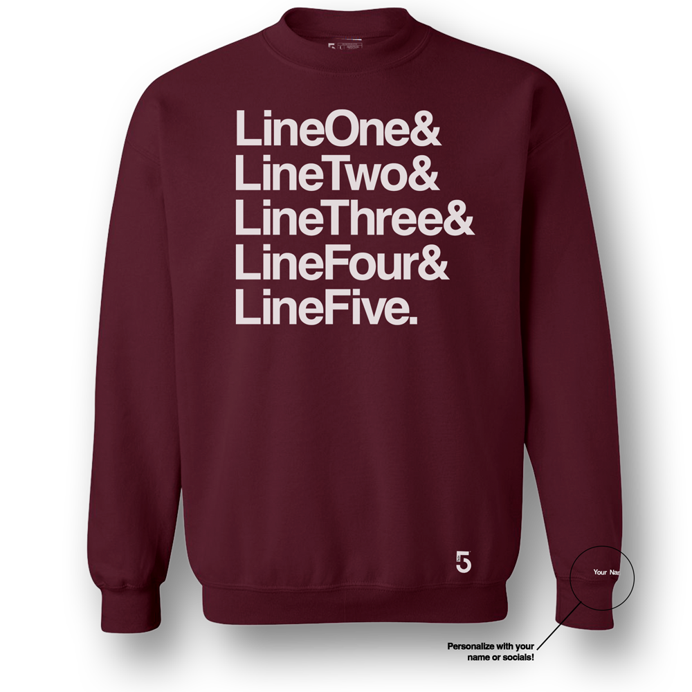 Made in Clothing Inc Custom Top 5 Sweat Shirt