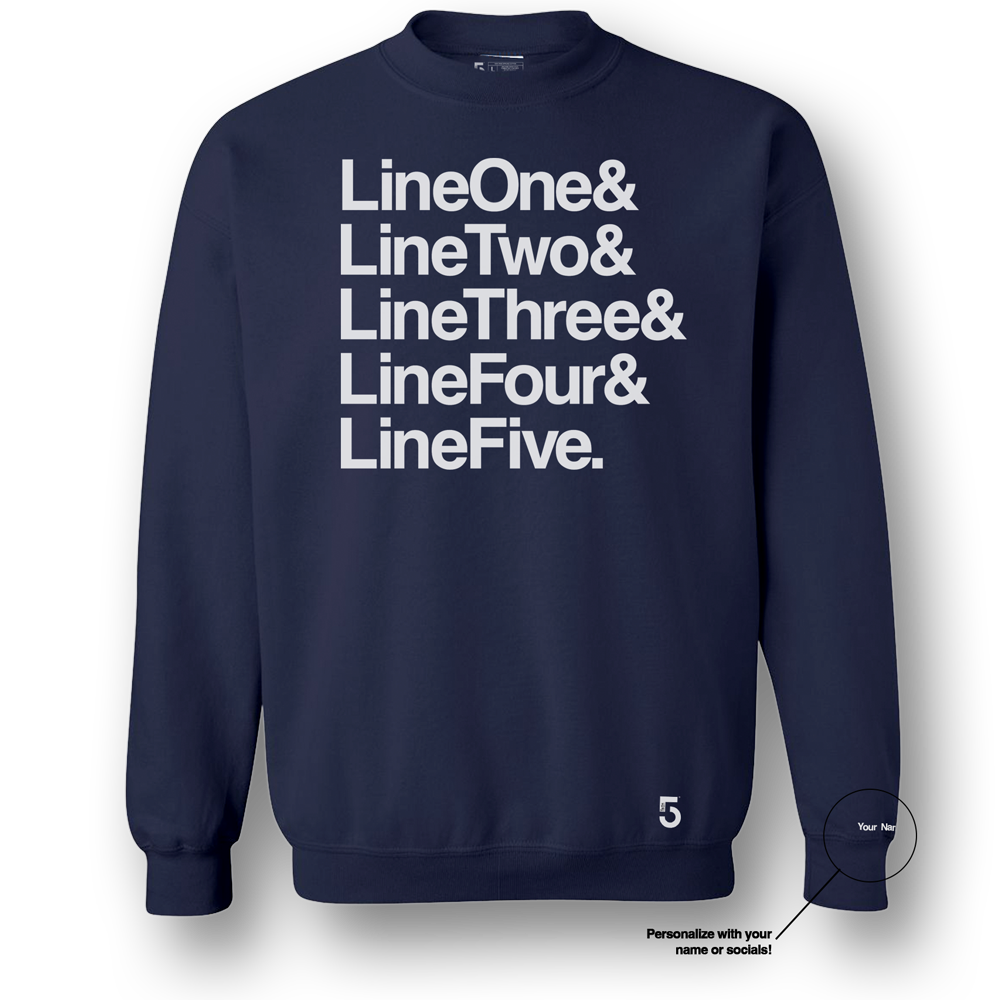 Made in Clothing Inc Custom Top 5 Sweat Shirt