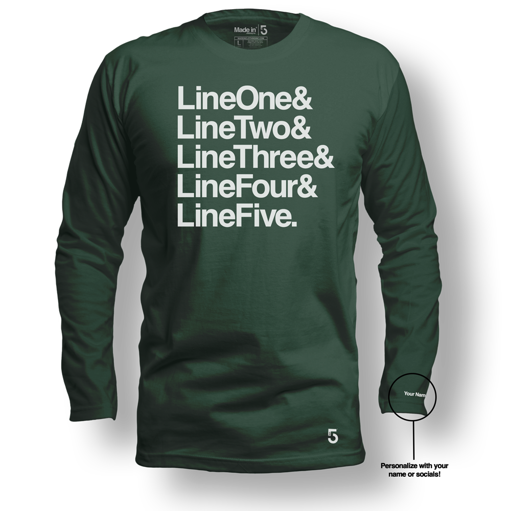 Made in Clothing Inc Custom Top 5 Long Sleeve Tee