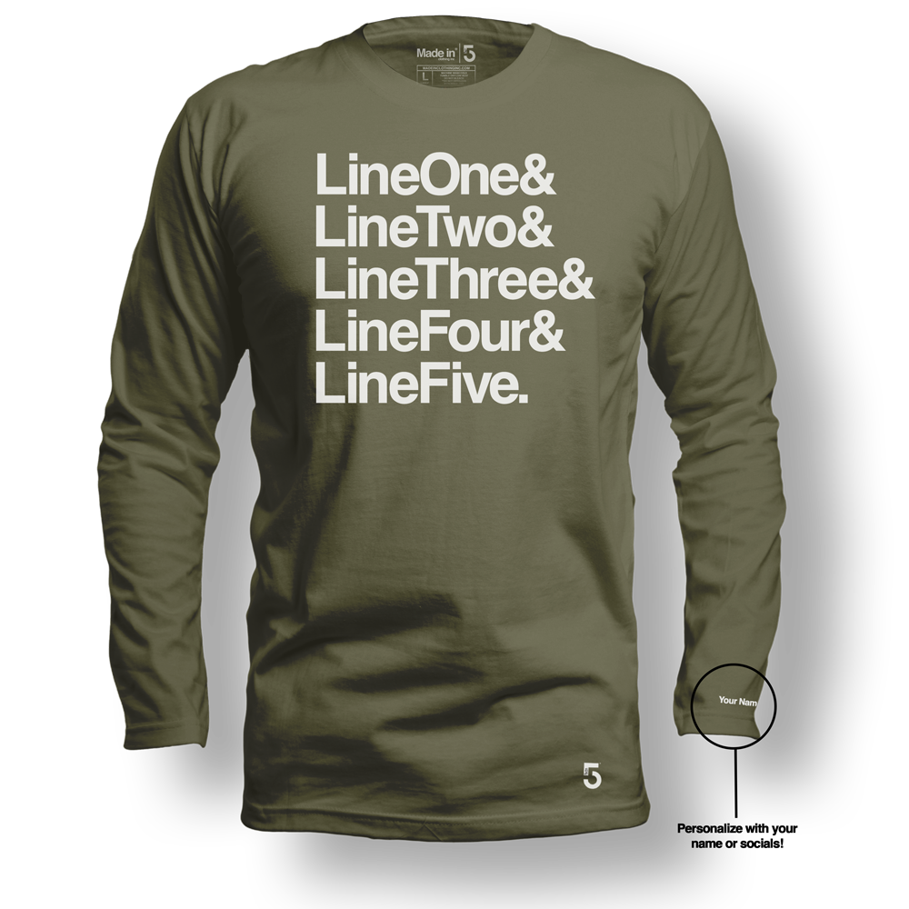 Made in Clothing Inc Custom Top 5 Long Sleeve Tee