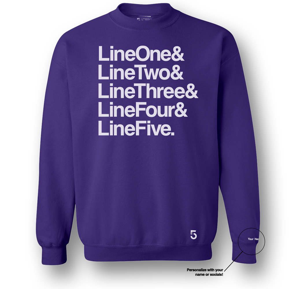 Made in Clothing Inc Custom Top 5 Sweat Shirt